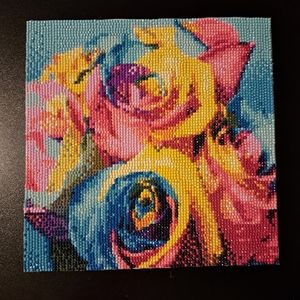 Finished colorful roses diamond painting